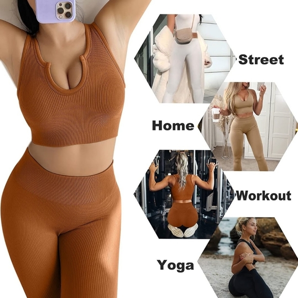 New 2pc Ribbed Set "Gotcha Snatched" Rust Color - Picture 5 of 6